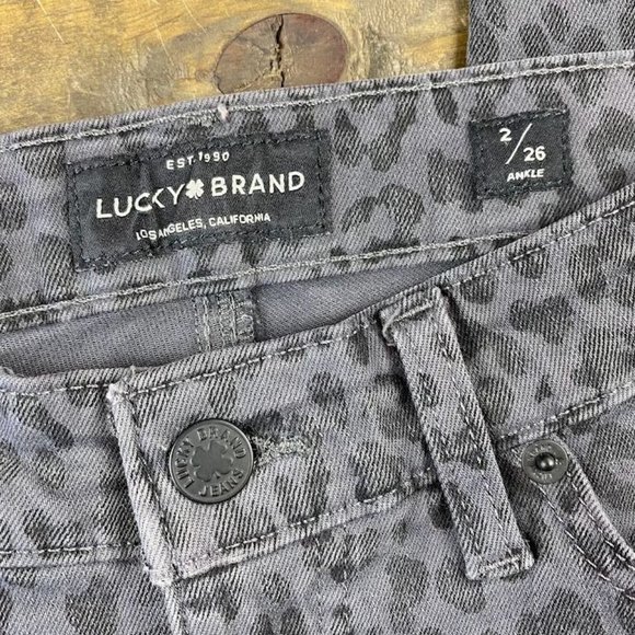 Lucky Brand Animal Print Gray Ava Skinny Jeans Women's Sz 2 Ankle Skinny Jeans - Picture 2 of 7